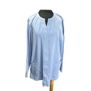 Isaac Mizrahi Live Essentials Button-Front Light Blue Cardigan With Pockets Wome